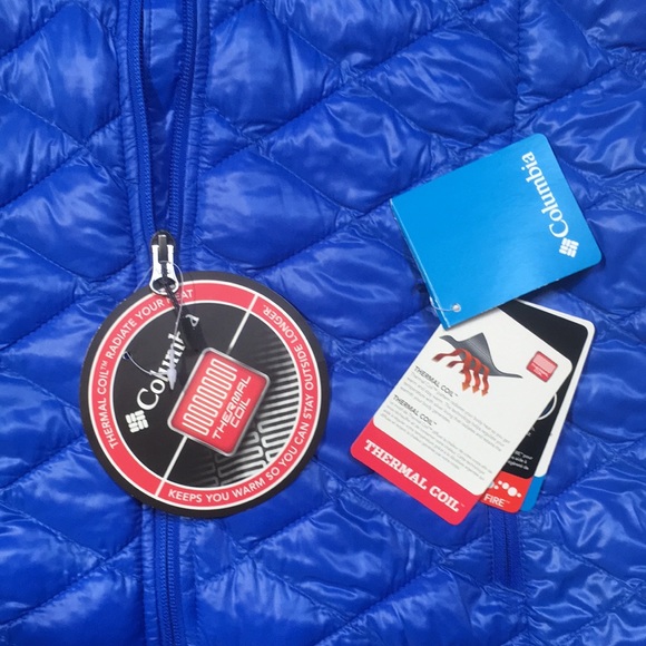 New! Columbia White Pine Thermal Coil Blue Quilted Packable Jacket Large - Picture 9 of 16